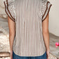 LDC Double Ruffled Short Sleeve Contrast Trim V Neck Blouse P1619