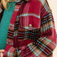 Outerwear Loose Fit Plaid Button Down Shacket with  Pockets JKT1797