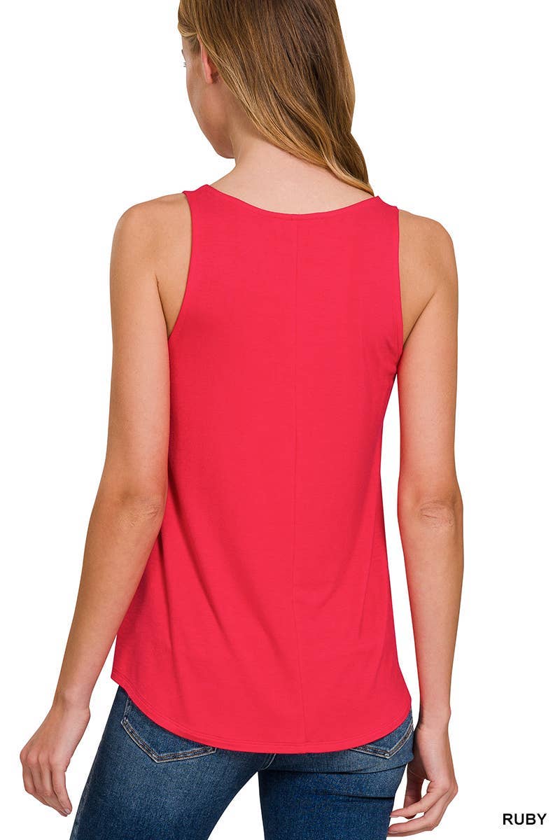 Flowy Hem Rayon Sleeveless Tank Top 8520