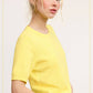 Soft Short Puffy Sleeve Basic Stretchy Knit Top MCS3600