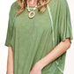 HBT7653 Dyed Fabric Round Neck Batwing Short Sleeve Women’s Shirts