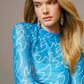 Shirts Women’s  Boots Stitch Throughout Mesh Mock Neck Fitted Top 36349T