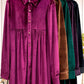 HCD9315-Soft Velvety Button Down Collar Dress