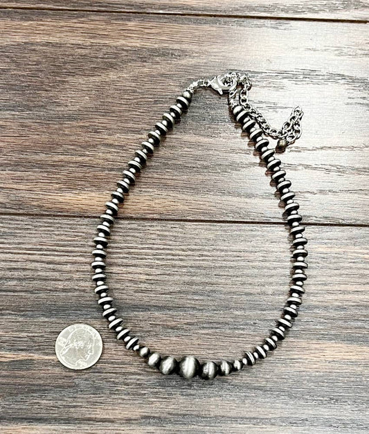 738590, Handmade 15" Rondelle Navajo Bead Necklace