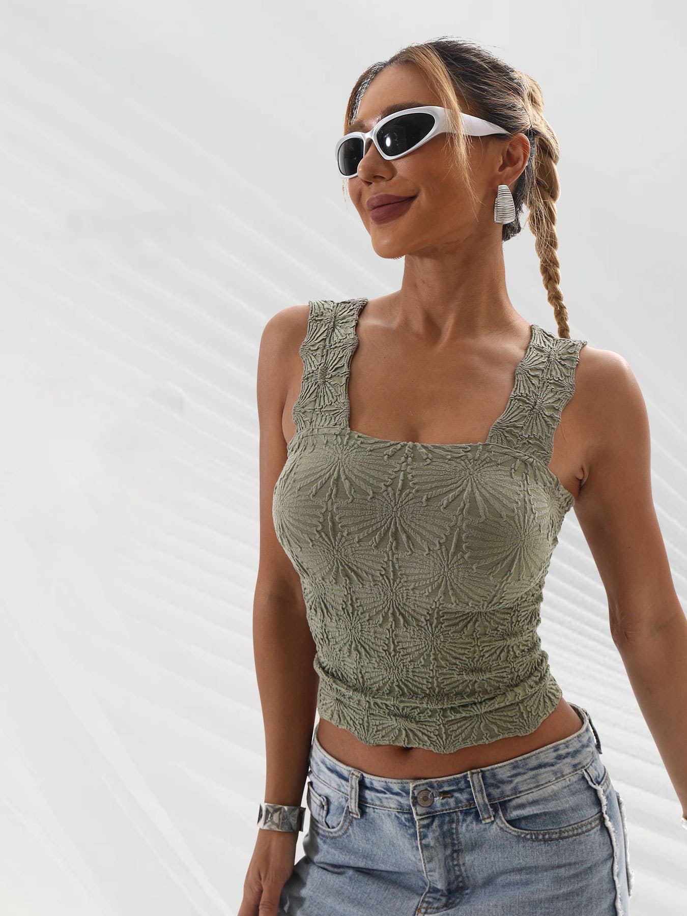 TO1527 Jacquard Knit Tank Top