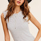 HCT7692-Stretchy Brushed Ruffle Sleeve Stripe Tank Top