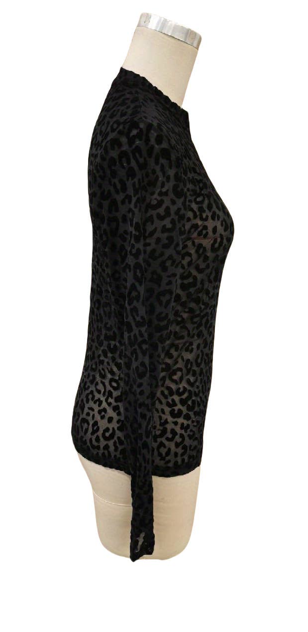 TO1494 Sheer Mesh Mock Neck Top