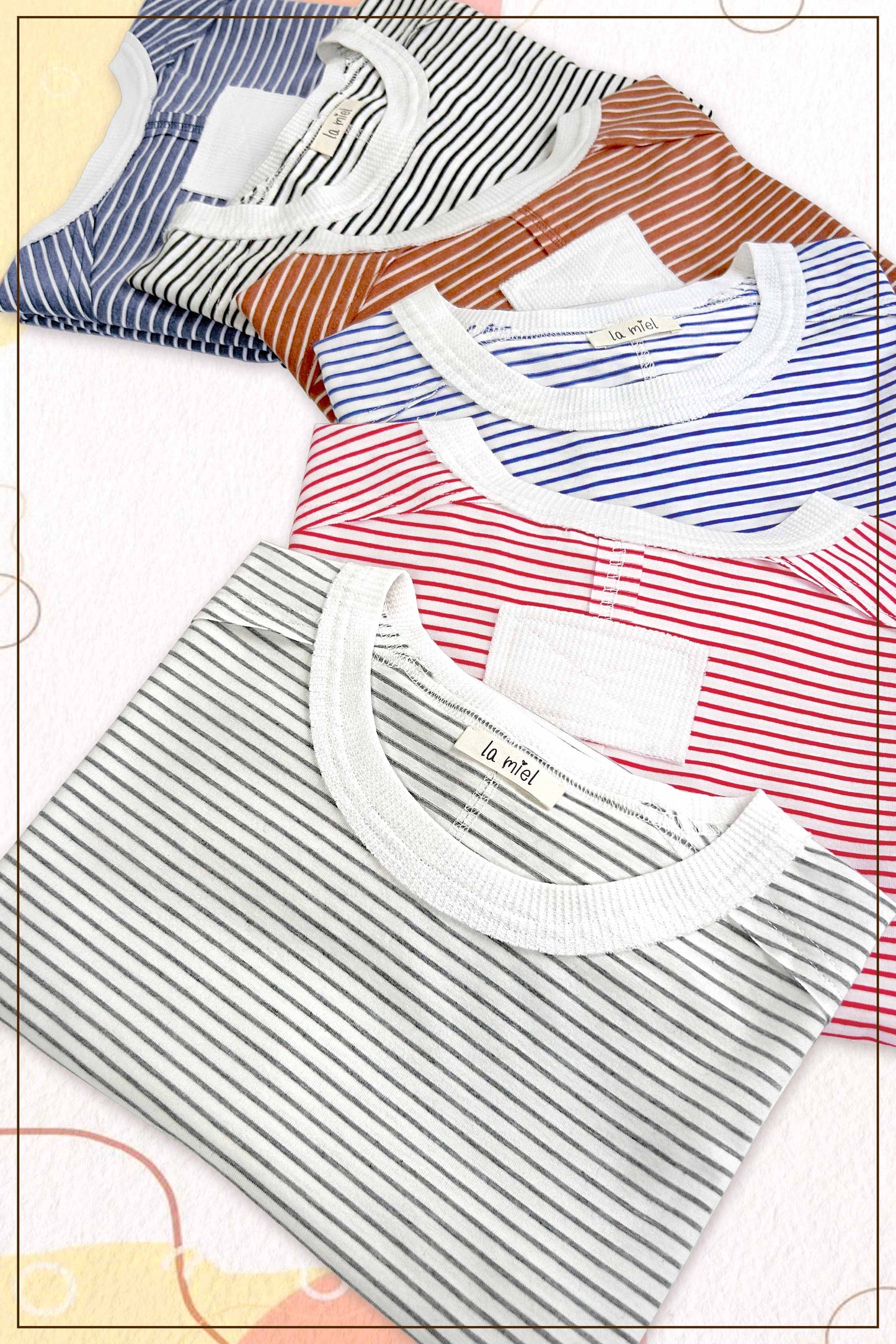 Shirts Women’s Striped Drop Shoulder Short Sleeves HDT7703