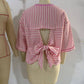 TO1843 Striped Back Tie Bow Knit Top