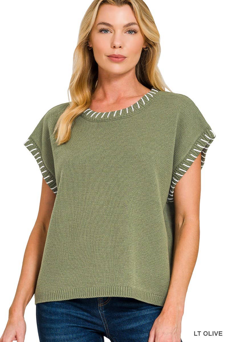 Outerwear Women’s Stitch Detailed Oversize Sweater Vest 2717Y