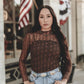 LARIAT LACE L/S *CHOCLATE Mesh top