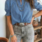 LDC Western Striped Round Neck Short Sleeve Top