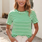 Shirts Women’s LDC Spring Scalloped Trim Round Neck Stripe T Shirt P219 P319
