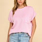 T1641 Solid Ribbed Top With Pockets L1E-T1641