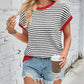 Knit Striped Batwing Sleeve Sweater SW1275