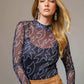 Shirts Women’s  Boots Stitch Throughout Mesh Mock Neck Fitted Top 36349T