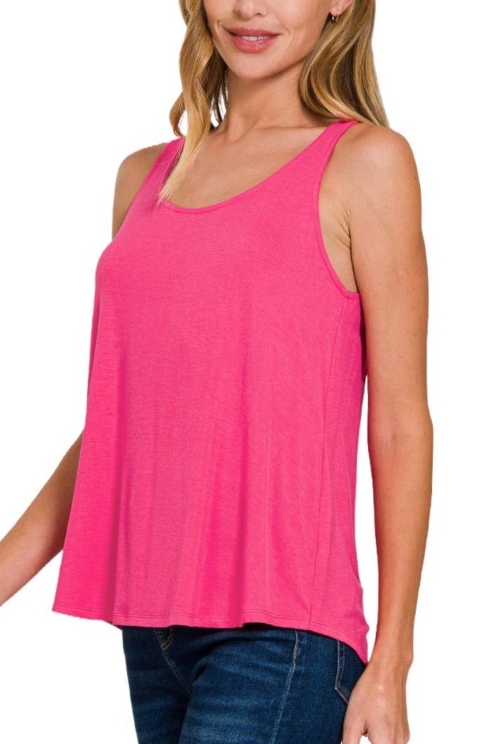 Flowy Hem Rayon Sleeveless Tank Top 8520