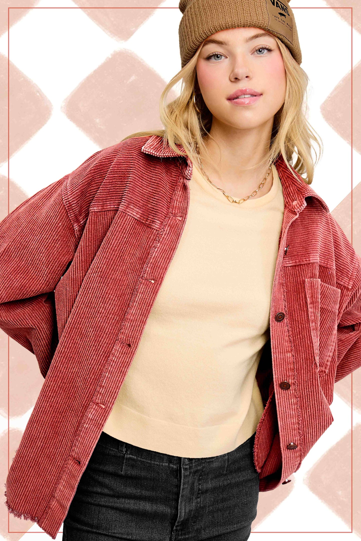 Outerwear Women’s Oversized Corduroy Button JKT1727