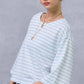 HDT7723-Striped Semi Crop Top women’s shirt with 3/4 Bell Sleeves
