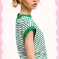 JDT7710 Shirts Women’s Nautical Cap Sleeve Striped Top 4th of july