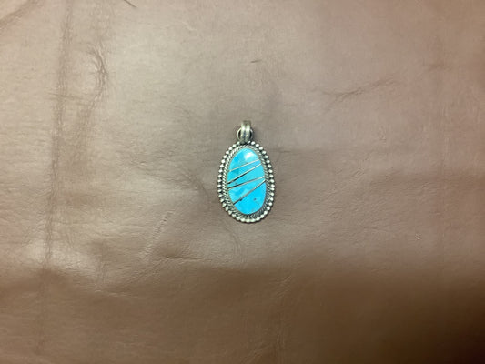 Jewelry Silver Inlayed Turquoise Pendant