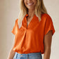 Drop Shoulder Blouse In Crinkle Satin