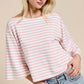 HDT7723-Striped Semi Crop Top women’s shirt with 3/4 Bell Sleeves