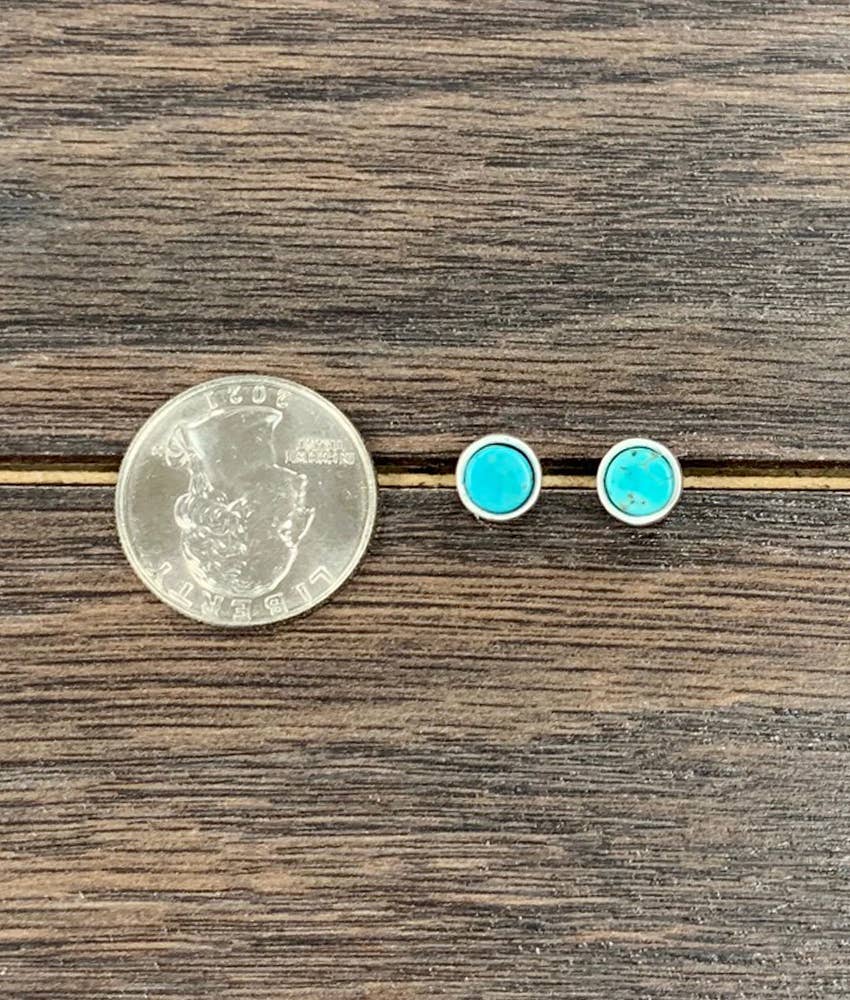 6mm Flat Turquoise Stud Earrings 722782
