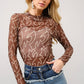 Shirts Women’s  Boots Stitch Throughout Mesh Mock Neck Fitted Top 36349T