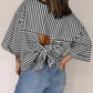 TO1843 Striped Back Tie Bow Knit Top