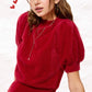 Soft Mohair Puff Short Sleeve Knit Top JCS3554