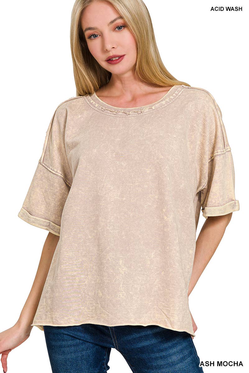 French Terry Acid Washed Tee Shirts 5314A