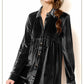 HCD9315-Soft Velvety Button Down Collar Dress