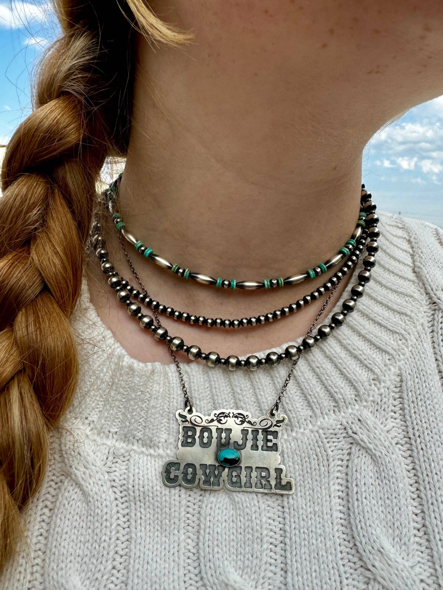 Torpedo choker Sterling Silver Pearls and turquoise choker CHO-NAV-049-TUR