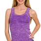 Tops Women’s 2 Way Neckline Washed Ribbed Seamless Tank