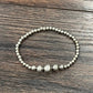 711569 Handmade Silver Navajo Bead Stretch Bracelet Jewelry