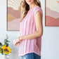 5948 Solid Textured Cap Sleeve Pullover Blouse 11D-T5948