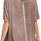 HBT7653 Dyed Fabric Round Neck Batwing Short Sleeve Women’s Shirts