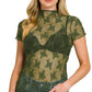 6339 Lace See-through Layering Short Sleeve Top