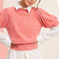 Soft Mohair Puff Short Sleeve Knit Top JCS3554