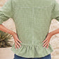 D0525 Plaid Half Sleeve Ruffle Hem Button Down Shirt