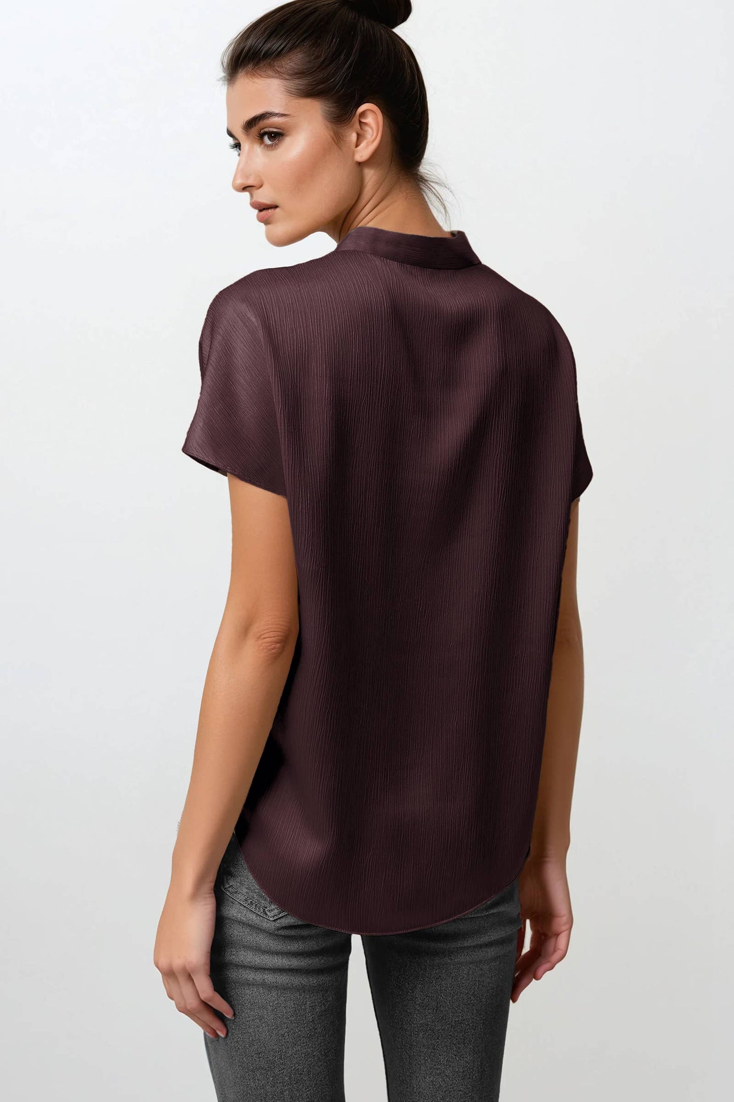 Drop Shoulder Blouse In Crinkle Satin
