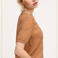 Soft Short Puffy Sleeve Basic Stretchy Knit Top MCS3600