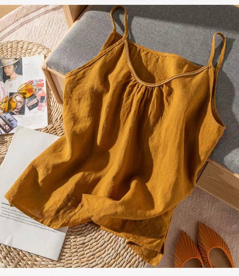 TO1185 Cotton Linen Camisole Tank Top