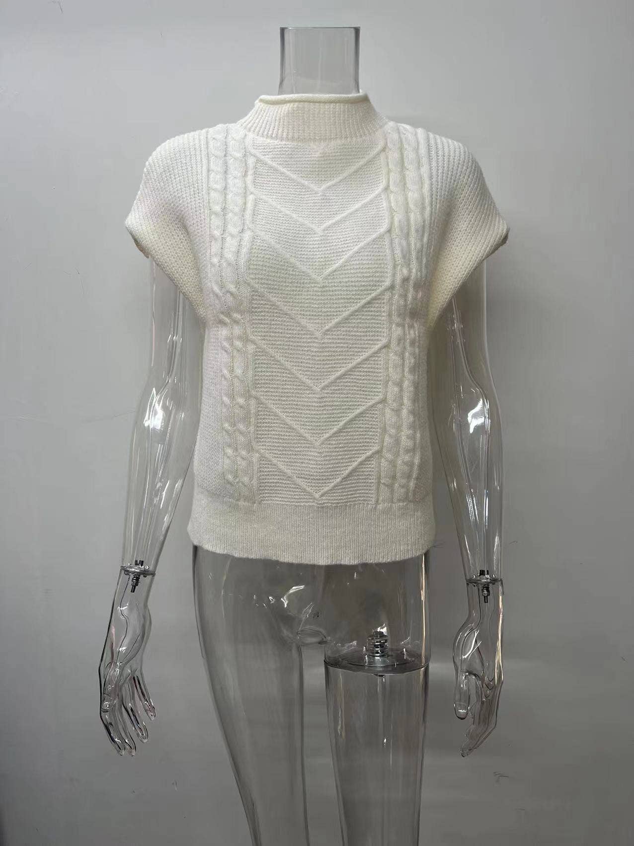 Outerwear Cable Knit Turtleneck Vest TO1830, CWOSWSL0141