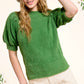 Soft Mohair Puff Short Sleeve Knit Top JCS3554