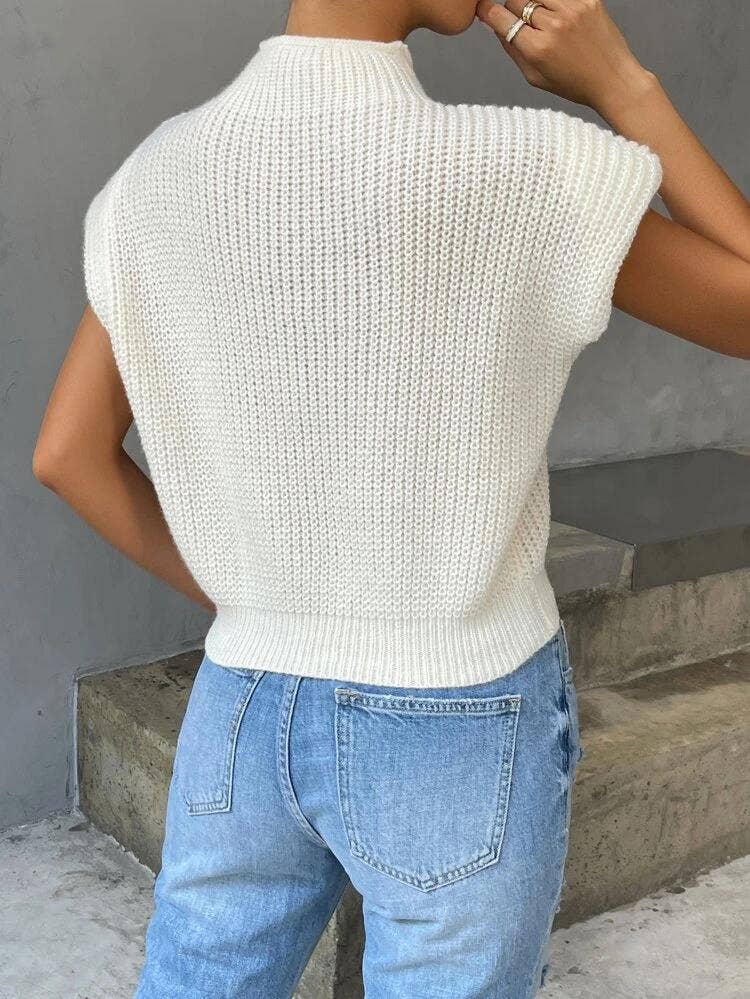 Outerwear Cable Knit Turtleneck Vest TO1830, CWOSWSL0141