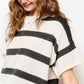 MCS3579-Boxy Silhouette Stripe Lightweight Sweater Top Outerwear Women’s