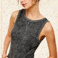 Shirts Women’s HCT7694Mineral Washed Back Patch Detail Breathable Tank Top