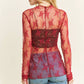 TP9602 MESH LACE HIGH NECK DESIGN LONG SLEEVE FITTED TOP
